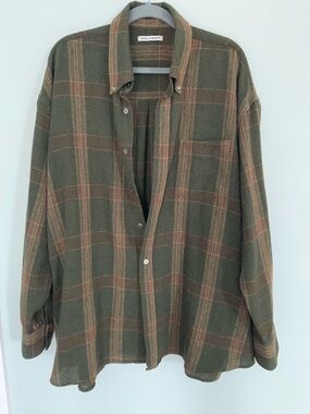 Our Legacy Olive & Brown Plaid Button-Down Shirt